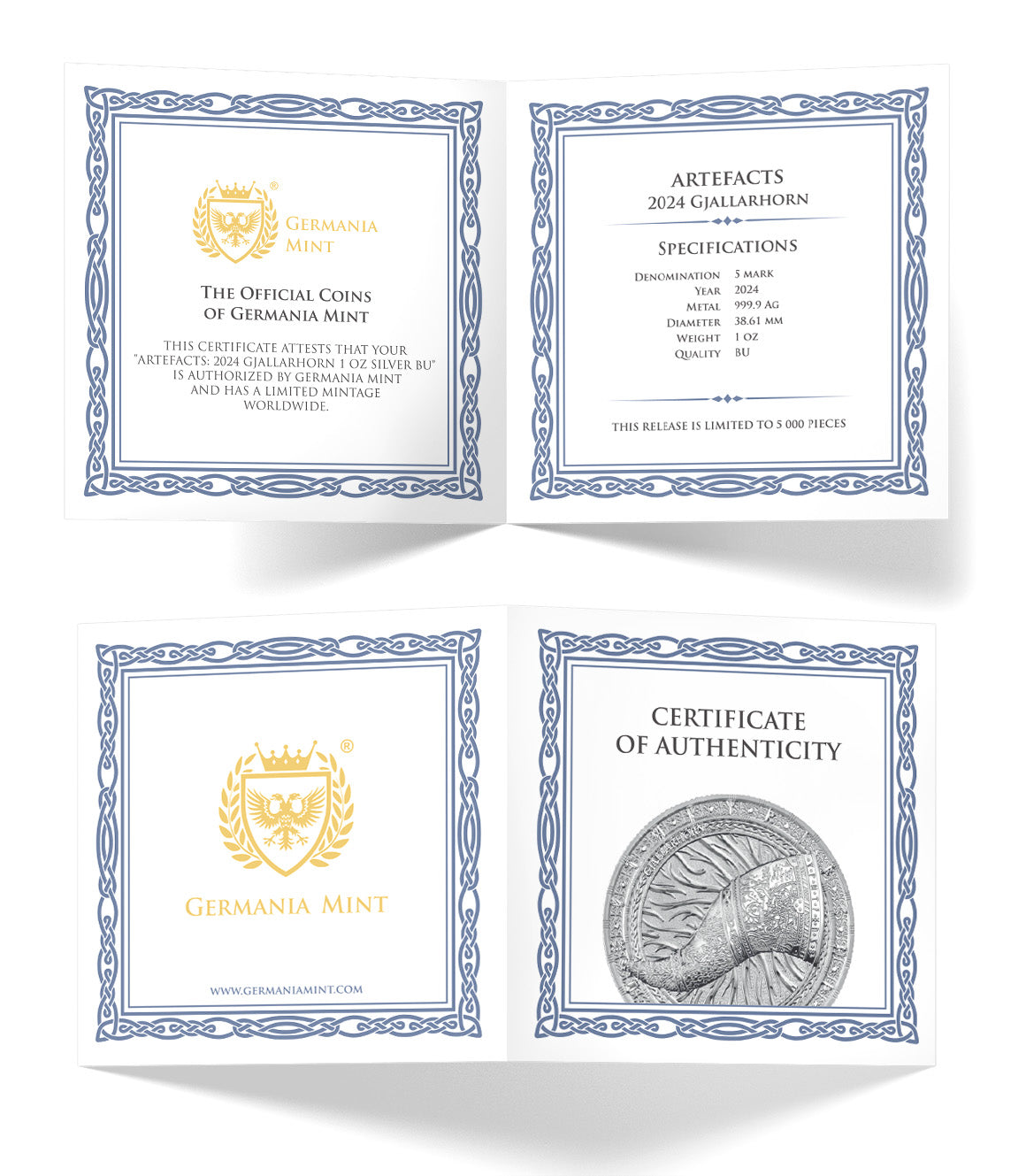 Germania Mint Silber 1 oz BU 2024 Artefacts Gjallarhorn mit Zertifikat