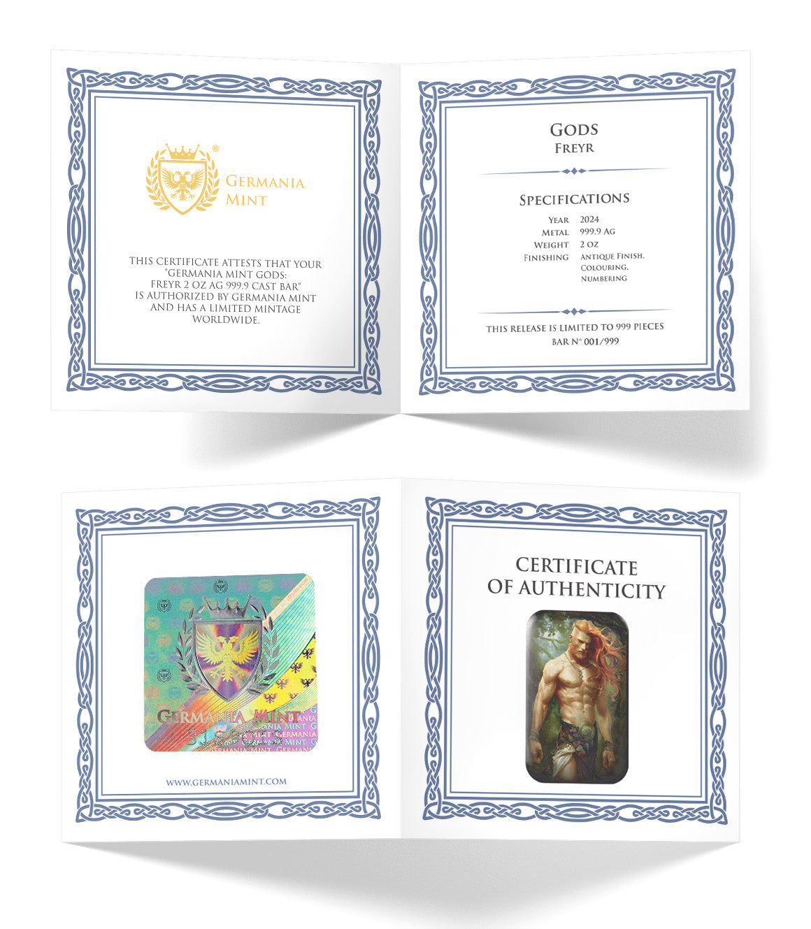 Germania Mint - Guss Silberbarren Gods Freyr (3.) 2 Oz Silber Farbe
