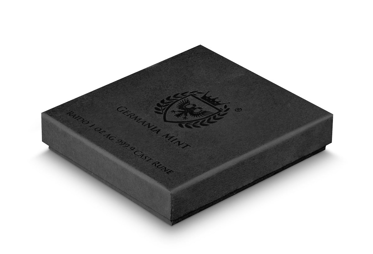 Germania Mint 1 oz Silber Guss Silberbarren Runes Collection Neongrün: Raido