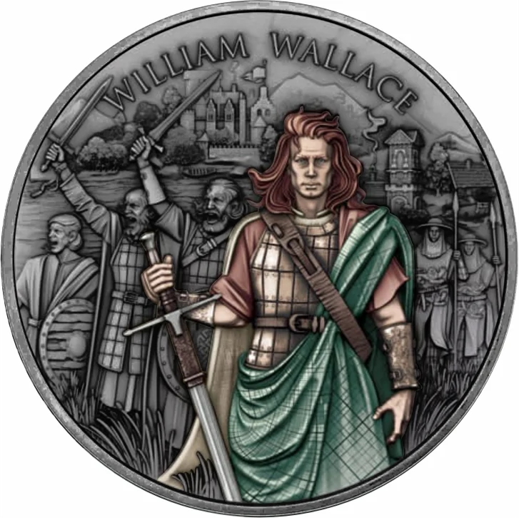 William Wallace Legendary Warriors 1 oz Silber Antik Finish koloriert 2026 Antik Farbe