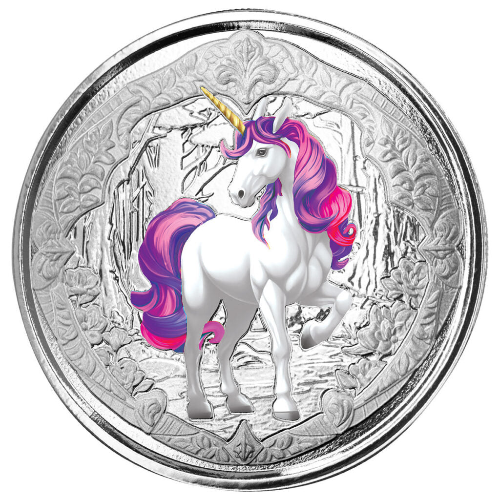 Silbermünze 1 oz (Unicorn) Veloria 2024 Ag999 1 Oz PP Color Einhorn