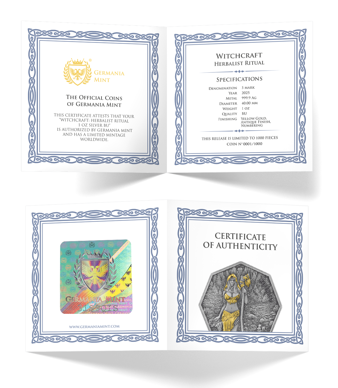 2025 Witchcraft Herbalist Ritual 1 oz Silber BU Yellow Gold, Antik Finish