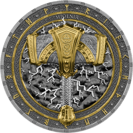 Artefacts Mjölnir 2025 - 2 Oz Silber Ultra High Relief Gilded