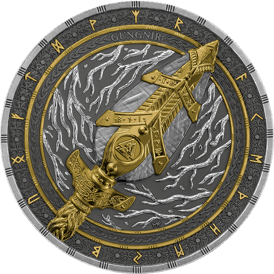 Germania Mint Artefacts Gungnir 2026 - 2 Oz Silber Ultra High Relief Gilded***
