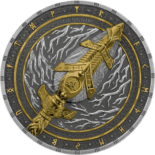 Germania Mint Artefacts Gungnir 2026 - 2 Oz Silber Ultra High Relief Gilded***