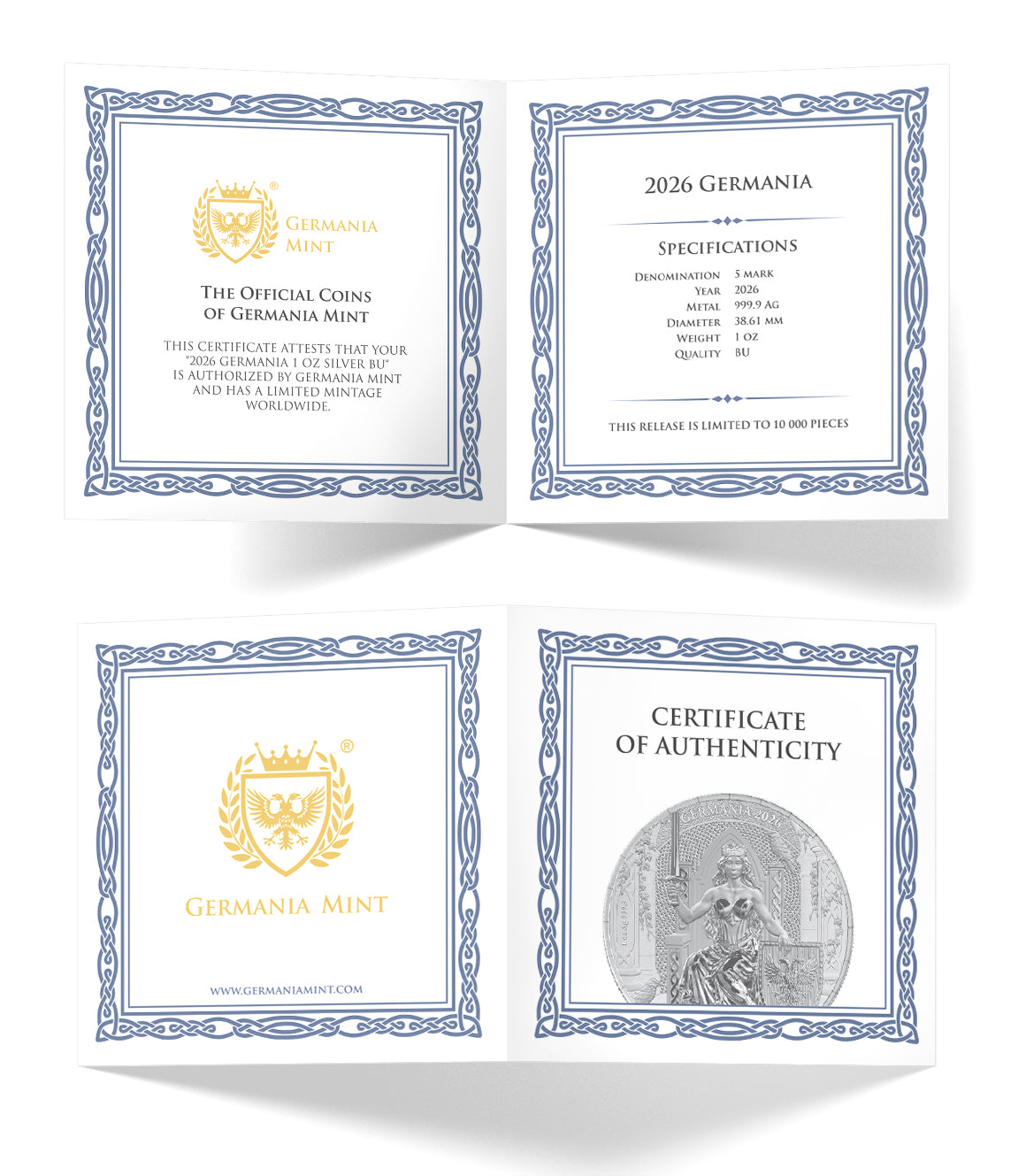 Germania Mint Silber 1 oz 2026 999 Silber Feinsilber  mit Zertifikat