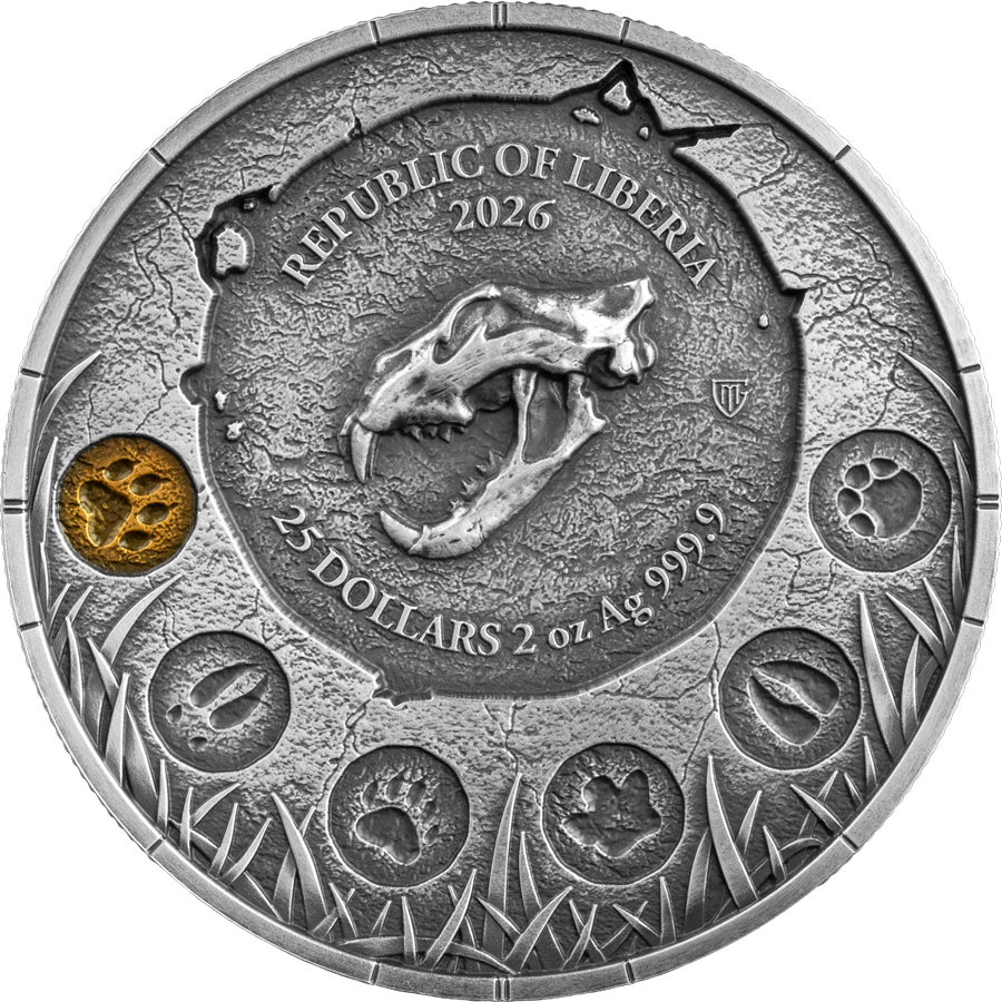 Germania Megafauna 2026 Cave Lion 25 Dollars 2 oz Silber BU Ultra High Relief