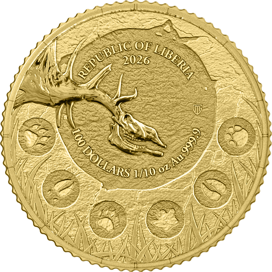 2026 Republic of Liberia Megafauna: Giant Deer 1/10 oz Gold BU
