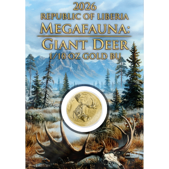 2026 Republic of Liberia Megafauna: Giant Deer 1/10 oz Gold BU