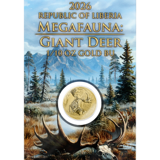 2026 Republic of Liberia Megafauna: Giant Deer 1/10 oz Gold BU