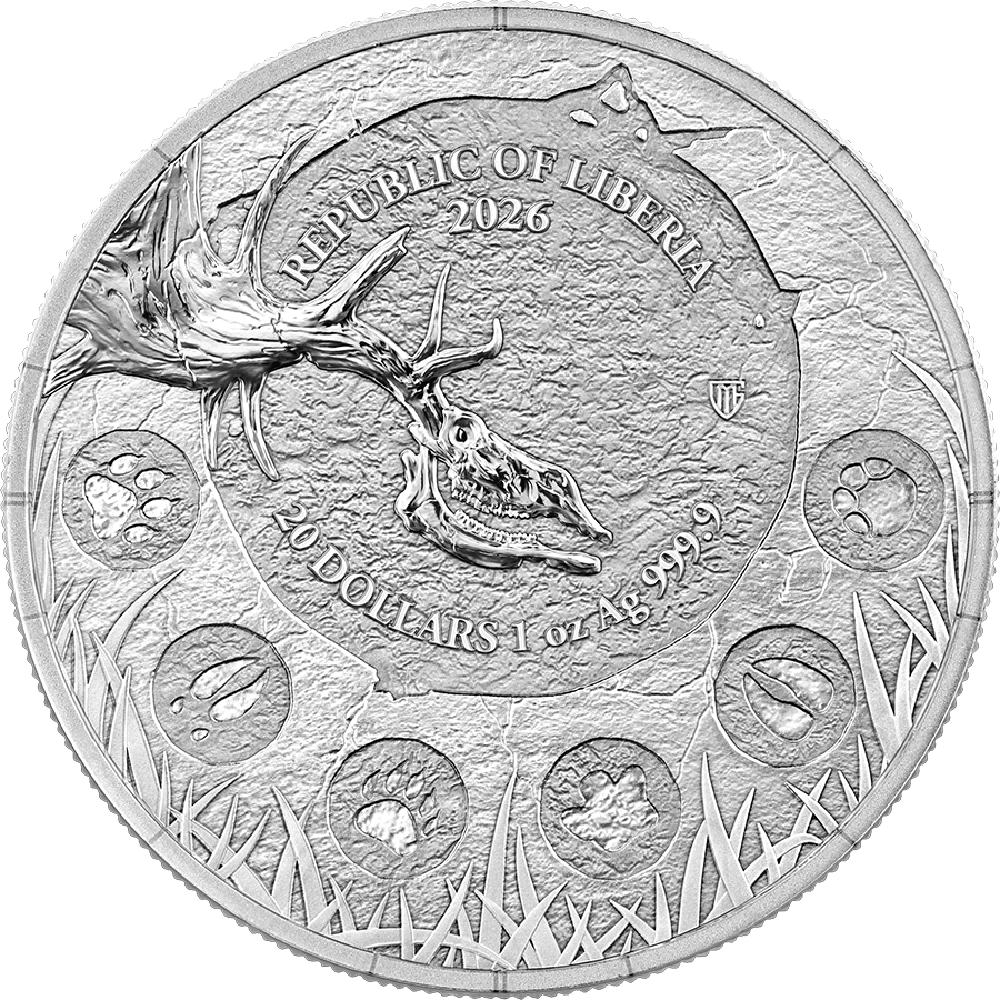 Germania Megafauna 2026 Giant Deer 25 Dollars 1 oz Silber BU Hirsch
