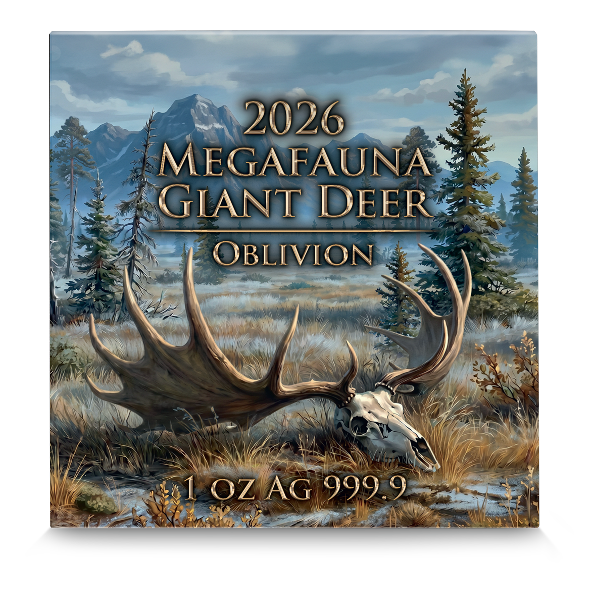 Germania Megafauna 2026 Giant Deer Oblivion  1 oz Silber BU Hirsch Farbe