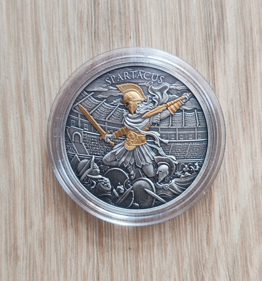 Spartacus Warriors 1 oz Silber Antik gilded Legendäre Krieger