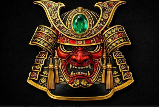 Kupfer 5 Oz Samurai Maske  in Farbe mit Kristallelement