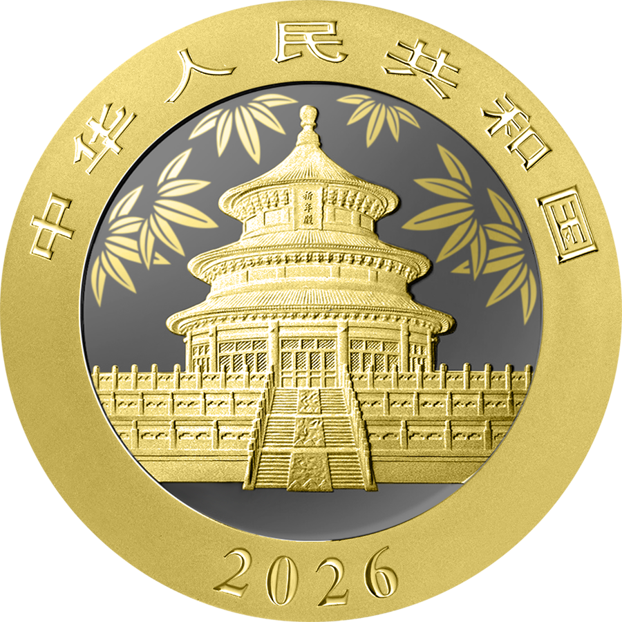 CHINA PANDA 30 Gramm 999 SILBER - Golden Ring - 2026 schwarz-gold