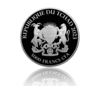 Bull & Bear Chad 1 Oz Silbermünze 2023 - 5.000 Francs Cfa * Silbermünzen Oz