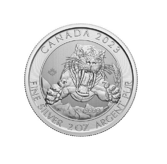 Kanada - 2 Unzen Säbelzahnkatze 2023 Canada Silbermünze Oz Neue Ice Age Serie* Silbermünzen