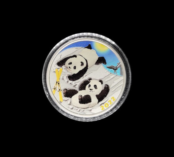 China Panda Coloriert / Farbig - 30 Gramm Silbermünze 2022 * Silbermünzen 1 Oz