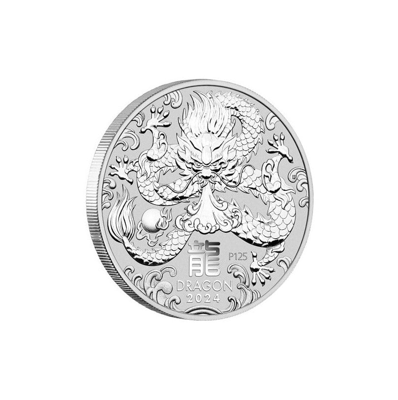 Australien Drache Lunar 3 2024 - 5 Oz Silber - 8 AUD