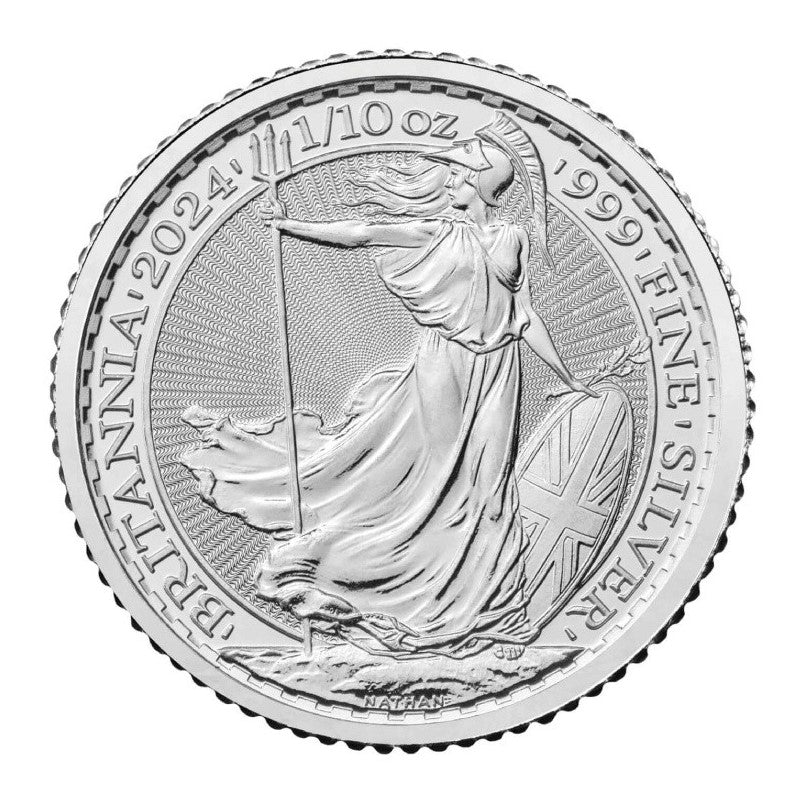 16 x Britannia 2024 Charles- Silbermünze 1/10 oz in der Tube - Royal Mint *