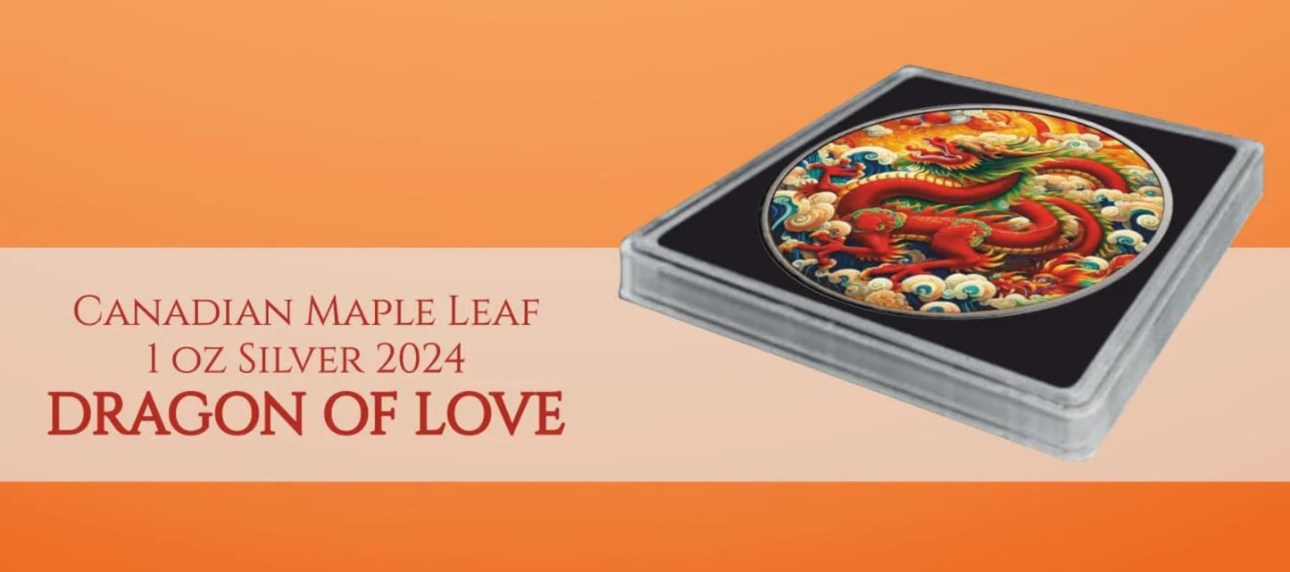 Kanada Maple Leaf Dragon Of Love Color 1 oz Silber 2024 in Farbe