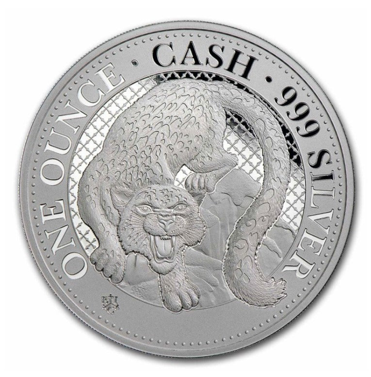 St. Helena 2024 Silbermünze 1 oz - Cash India Wildlife - Schnee Leopard