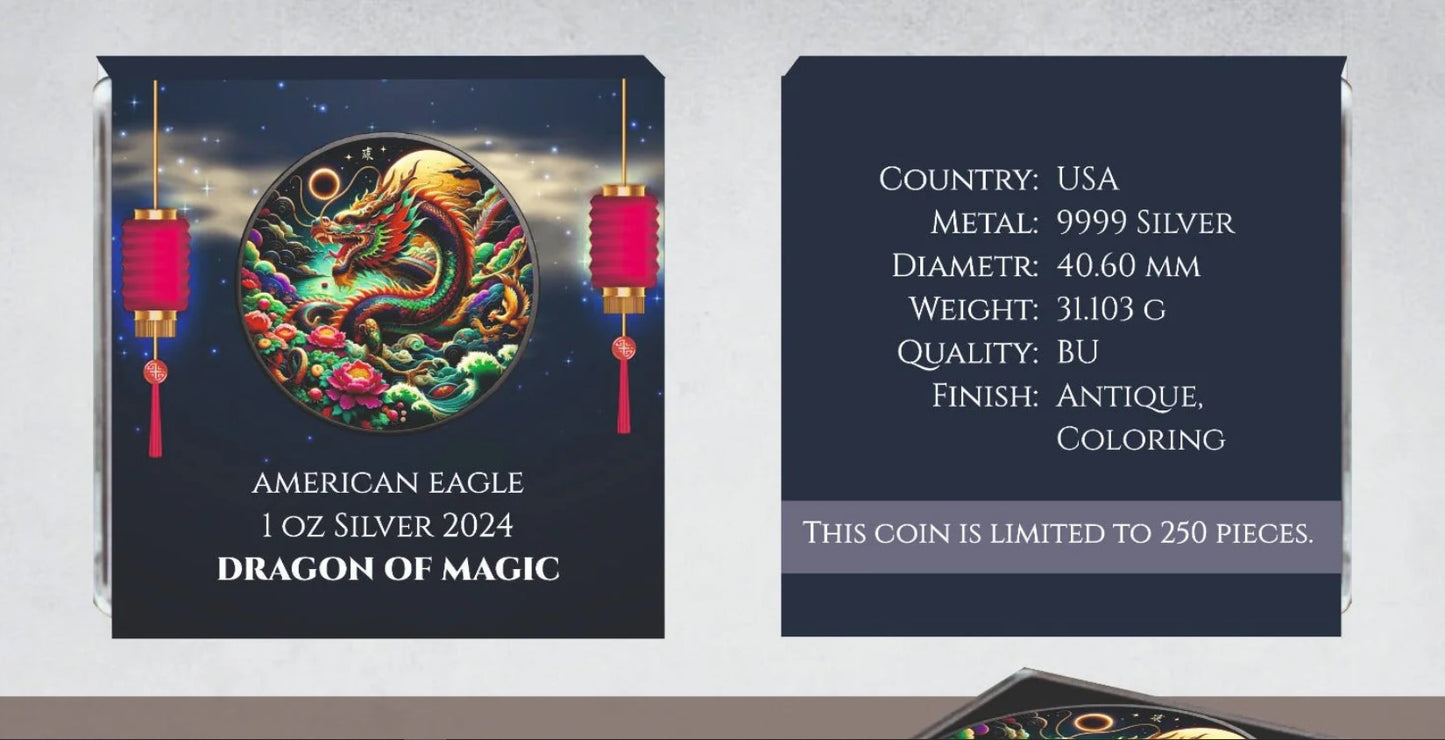 American Eagle Dragon Of Magic Color 1oz Silber 2024