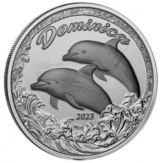 Eastern Caribbean 2023, Dominica EC8, 1 Oz Silbermünze Delphin