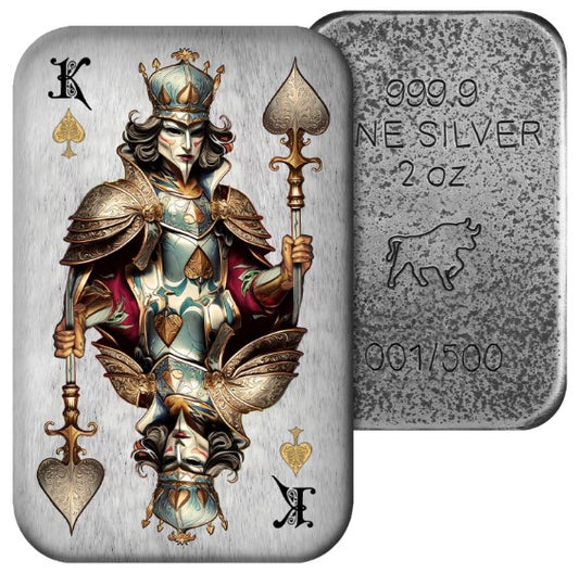 King of Spades - POKER Silberbarren 2 oz Asturmint koloriert