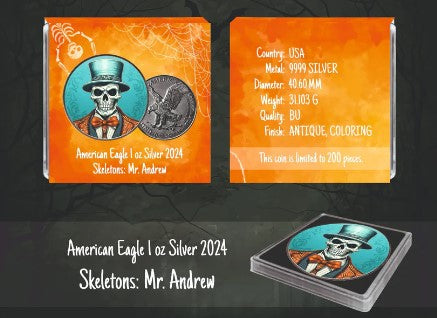 USA American Eagle Skeletons Mr. Victor Color 1oz Silber 2024 in Farbe*