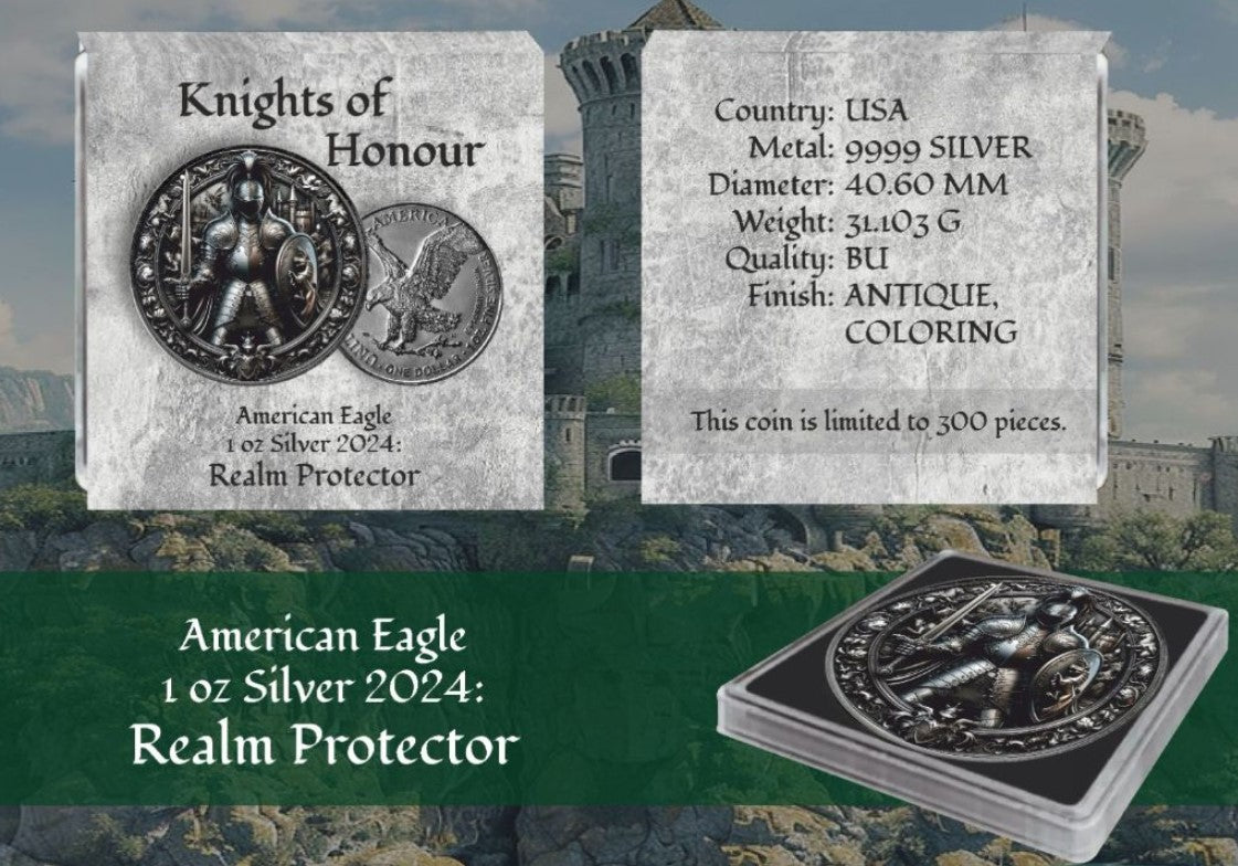 American Eagle Knights of Honour Realm Protector Color Farbe 1 oz Silber 2024