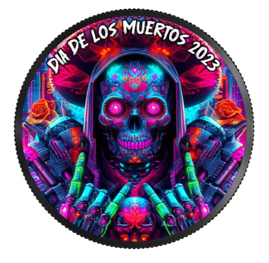 Mexico Dia de los Muertos Cyberpunk 1 oz Silber koloriert 2023