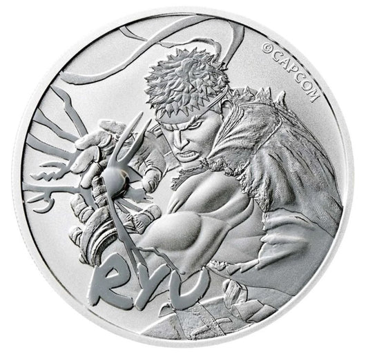 TUVALU Street Fighter 1. Ausgabe 2022 Ryu 1 oz Silbermünze Perth MInt