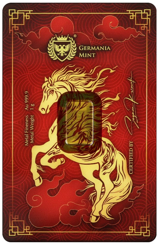 Goldbarren 1 Gramm Germania Mint Year of the Horse im Blister**