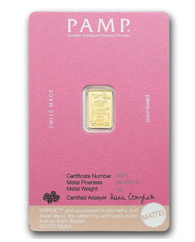 Goldbarren 1 Gramm PAMP Barbie Au999.9 Iconic Barbie