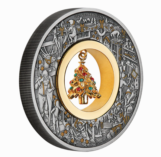 Australien - 2 AUD Sants Workshop 2025 - 2 Oz Silber Antik Finish Gilded