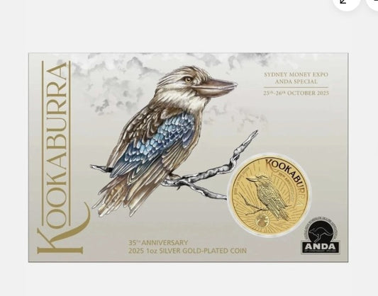 Australien Kookaburra 2025 Anda Sydney 1 Oz Silber Gilded