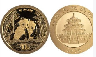 China - 50 Yuan China Panda 2026 - 1 Gramm Goldmünze in OVP