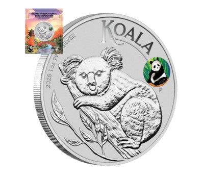1 oz Silbermünze - Koala - Privy Mark Panda - Beijing Coin Show Special 