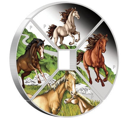 Tuvalu - 4 TVD Lunar Pferd Quadrant Set 2026 - 4 x 1 Oz Silber PP