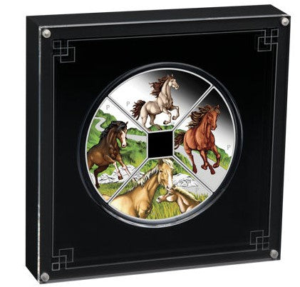 Tuvalu - 4 TVD Lunar Pferd Quadrant Set 2026 - 4 x 1 Oz Silber PP