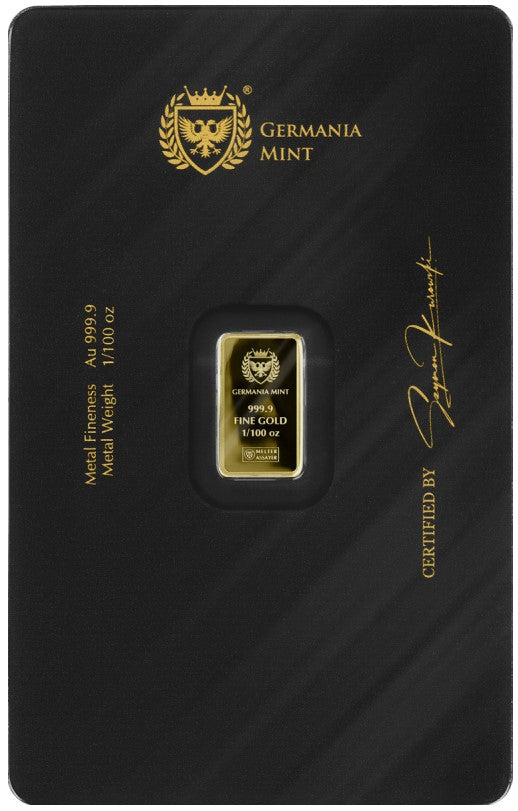 Germania Mint 1/100oz Goldbarren Proof Au999.9 im Safepack