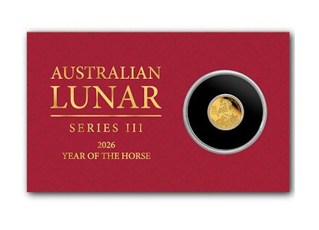 Australien - 2 AUD Lunar 3 Pferd 2026 - 0,5g Gold im Blister