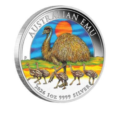 Australien Emu Farbe Silbermünze 1 oz 2026 Color OVP