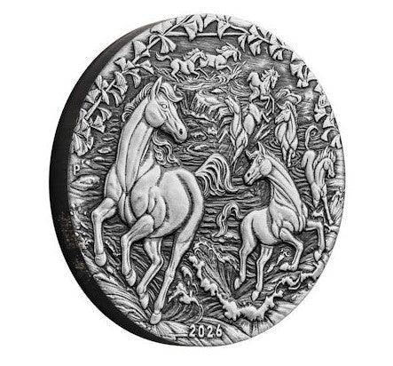 Lunar 3 Silbermünze 2 oz Antik Finish Pferd Horse 2026