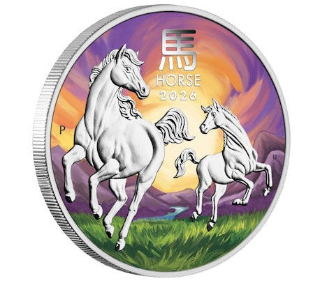 Lunar 3 Pferd Melbourne Money Expo ANDA Special 2026 - 1 Oz Silber Color Blister