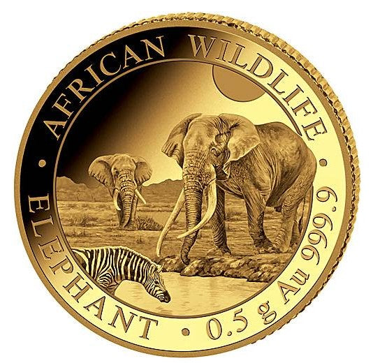 Goldmünze 0,5 gramm Somalia Elefant PP 2026
