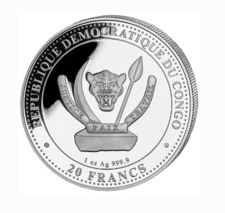 Kongo - Prähistorisches Leben II. Velociraptor Mongoliensis - 1 Oz Silber