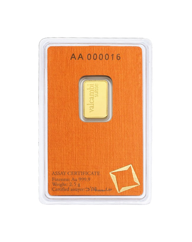 Goldbarren 2,5 Gramm -  Valcambi Suisse Au 999,9 **