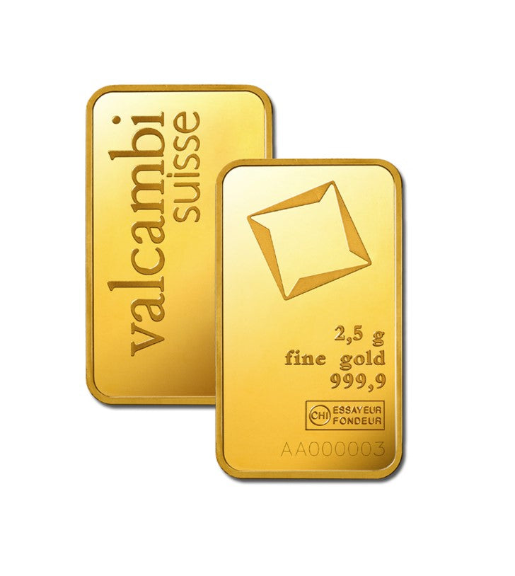 Goldbarren 2,5 Gramm -  Valcambi Suisse Au 999,9 **